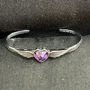 HARLEY DAVIDSON LADIES CRYSTAL PURPLE HEART SILVER CUFF